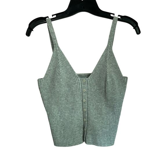 Aerie Gray Button Front Sweater Tank Top Size XL - Picture 2 of 9